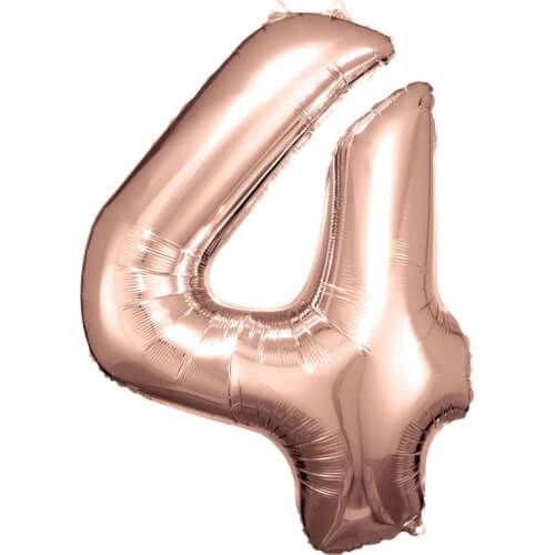 amscan® - Folienballon Große Zahl 4 Rosé Gold, 66 x 88 cm