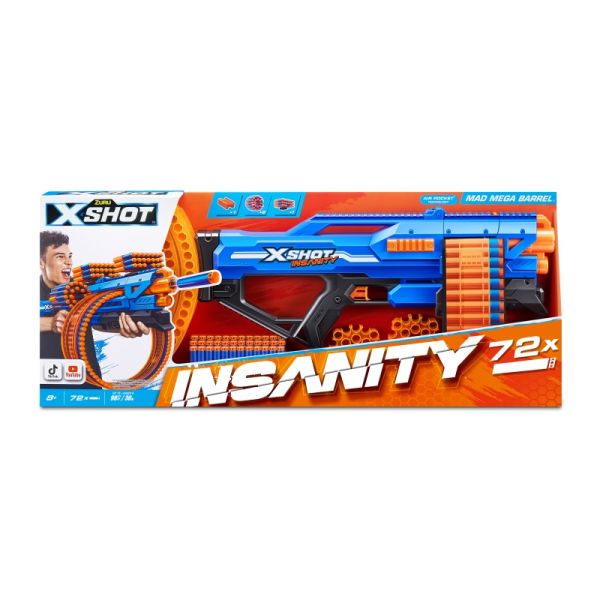 ZURU XSHOT INSANITY - Mega Barrel Blaster mit 72 Darts