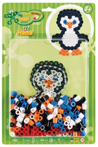 HAMA Bügelperlen Maxi - Set Stiftplatte Pinguin + 250 Perlen