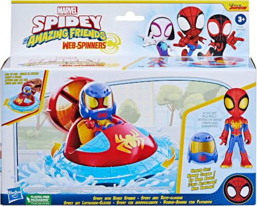 Hasbro Marvel - Spidey and His Amazing Friends Web-Spinners Spidey mit Luftkissen-Gleiter