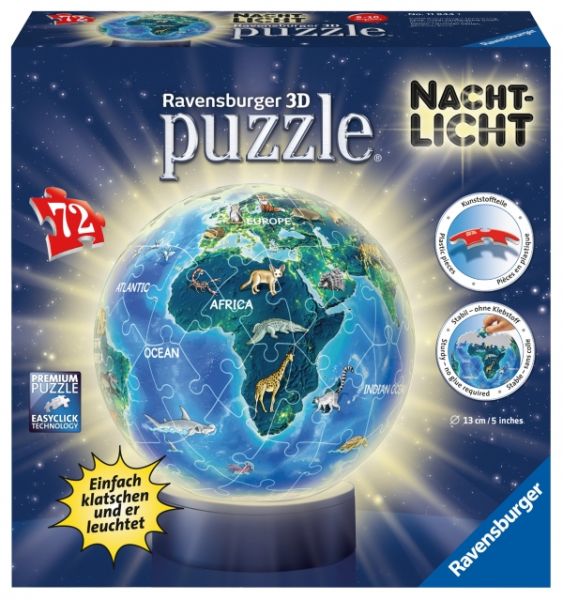 Ravensburger® 3D Puzzle - Erde bei Nacht, Nachtlicht