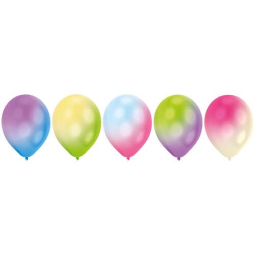 amscan® - 5 Latexballons weiß mit bunten LED-Lichtern, 27,5 cm