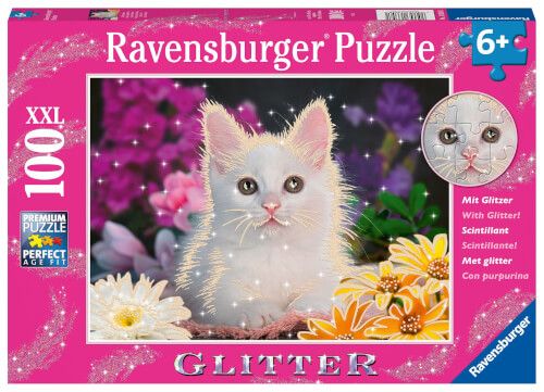 Ravensburger® Kinderpuzzle XXL Glitzer - Glitzerkatze, 100 Teile