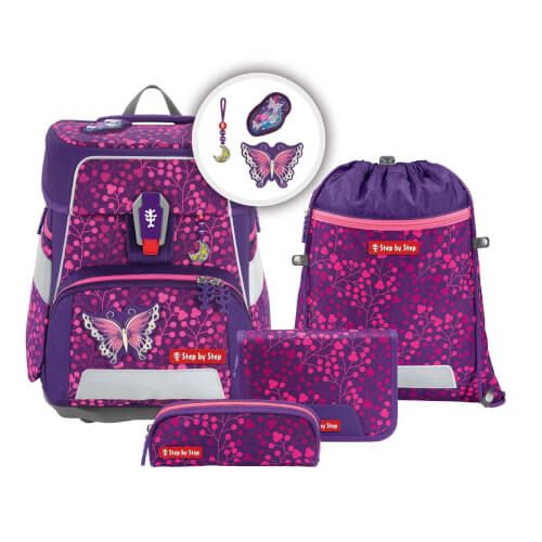 Step By Step SPACE SHINE - Schulranzen-Set Butterfly Night Ina, 5-teilig