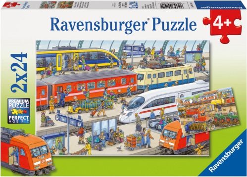 Ravensburger® Puzzle - Trubel am Bahnhof, 2x24 Teile