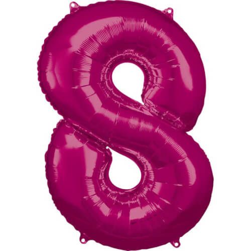 amscan® - Folienballon Große Zahl 8 Pink, 53 x 83 cm