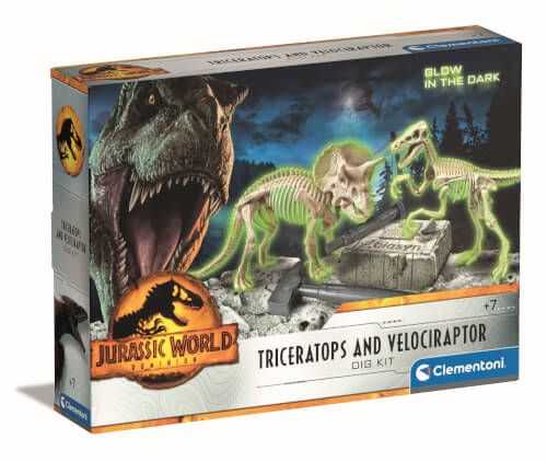 Clementoni Jurassic World - Ausgrabungs-Set Triceratops & Velociraptor