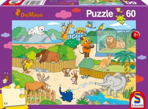 Schmidt Spiele Die Sendung mit der Maus - Puzzle Im Zoo, 60 Teile