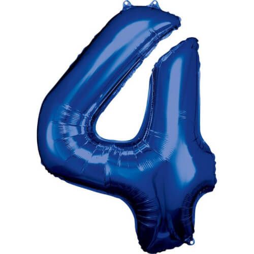 amscan® - Folienballon Große Zahl 4 Blau, 66 x 88 cm
