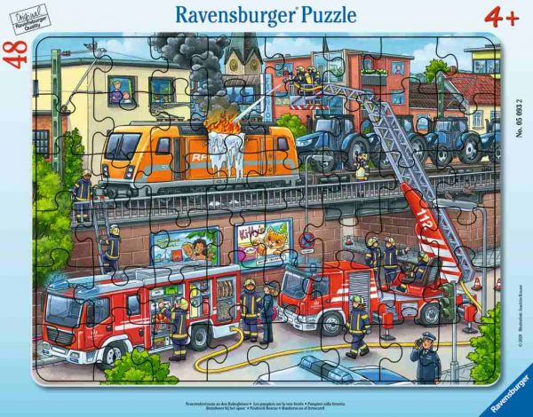 Ravensburger® Puzzle - Feuerwehreinsatz an den Bahngleisen, 48 Teile