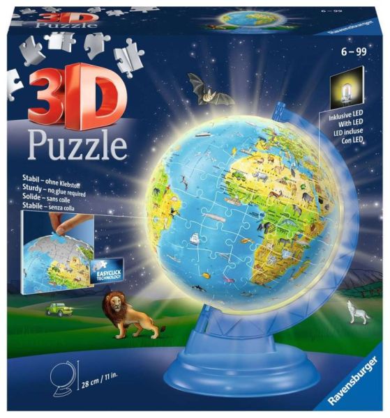 Ravensburger® 3D Puzzle - Kinderglobus mit Licht, 180 Teile