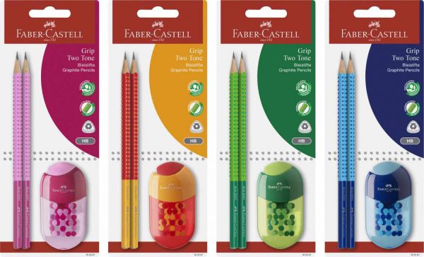Faber-Castell - Grip 2001 Two Tone Graphitstift-Set, HB, 3-teilig