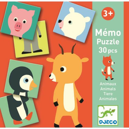 DJECO Lernspiele - Memo Puzzle Tiere