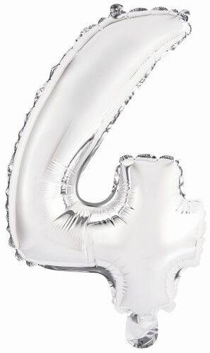 amscan® - Folienballon Mini Zahl 4 Silber, 35 cm