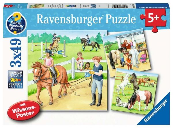 Ravensburger® Puzzle - Ein Tag auf dem Reiterhof, 3x49 Teile