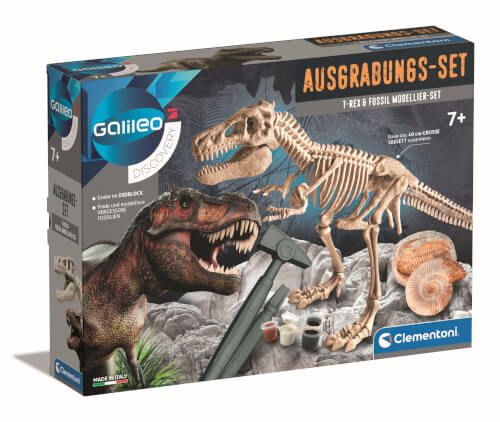 Clementoni Galileo - Ausgrabungs-Set T-Rex & Fossil Modellier-Set