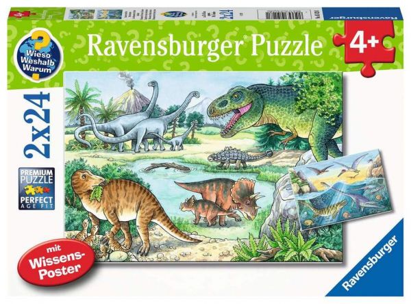 Ravensburger® Puzzle - Saurier und ihre Lebensräume, 2x24 Teile