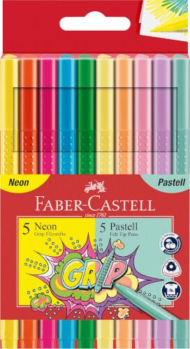 Faber-Castell - Filzstifte Neon + Pastell, 10er Set