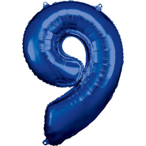 amscan® - Folienballon Große Zahl 9 Blau, 63 x 86 cm