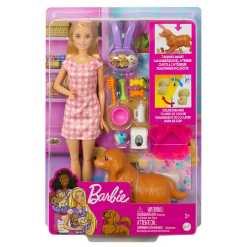 Barbie® - Puppe blond mit Hund und Welpen
