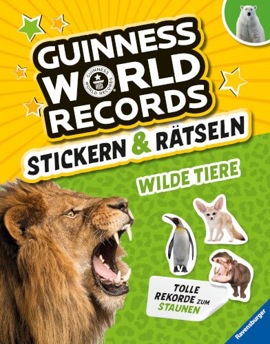 Ravensburger® Bücher - Guinness World Records Stickern & Rätseln, Wilde Tiere