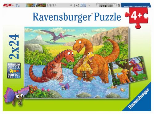 Ravensburger® Puzzle - Spielende Dinos, 2x24 Teile