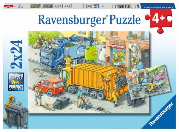 Ravensburger® Puzzle - Müllabfuhr und Abschleppwagen, 2x24 Teile