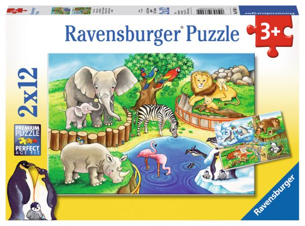 Ravensburger® Puzzle - Tiere im Zoo, 2x12 Teile