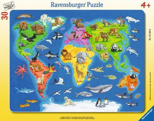 Ravensburger® Puzzle - Weltkarte mit Tieren 30 T.