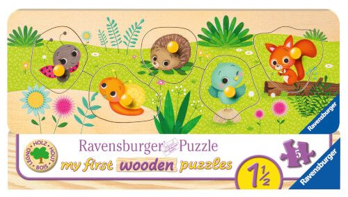 Ravensburger® My First wooden Puzzle - Tierkinder im Garten, 5 Teile