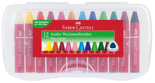 Faber-Castell - Wachsmalkreide Jumbo, 12er Set
