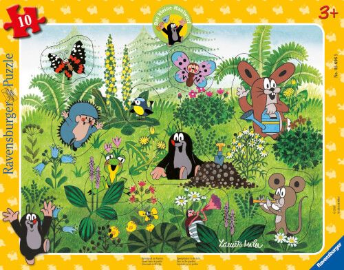 Ravensburger® Rahmenpuzzle - Der kleine Maulwurf Spielspaß im Garten, 10 Teile
