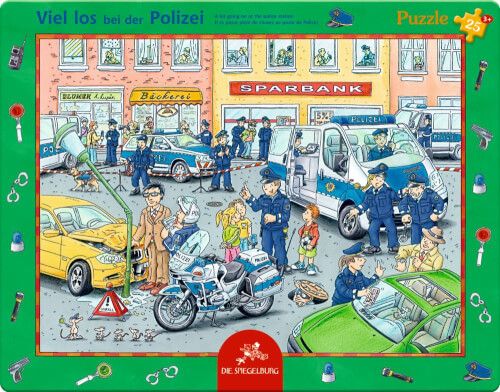 Coppenrath Verlag - Rahmenpuzzle Viel los bei der Polizei, 25 Teile