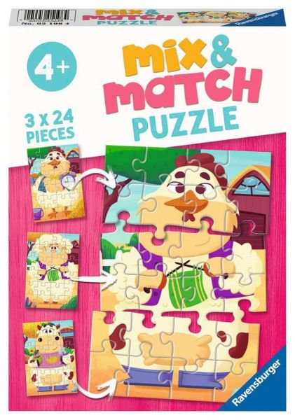 Ravensburger® Puzzle - Mix & Match Meine Bauernhoffreunde, 3x24 Teile