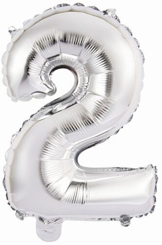 amscan® - Folienballon Mini Zahl 2 Silber, 35 cm