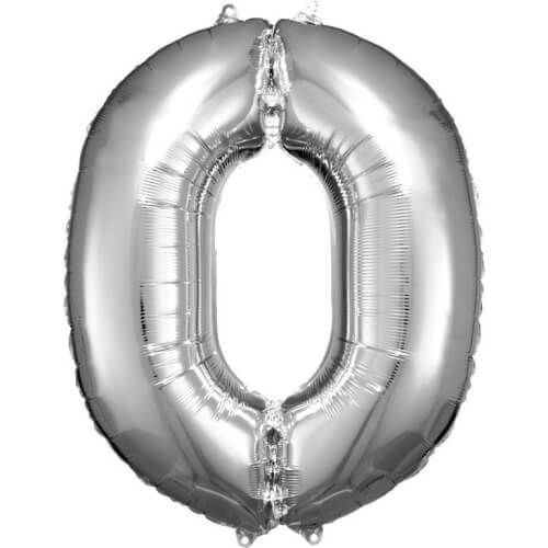 amscan® - Folienballon Große Zahl 0 Silber, 66 x 88 cm