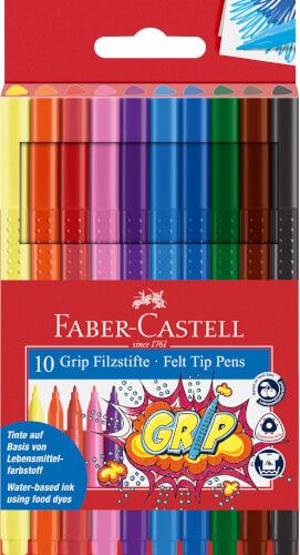 Faber-Castell - Filzstifte Grip Colour, 10er Set
