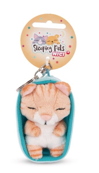 NICI Schlüsselanhänger - Sleeping Pets Katze braun getigert