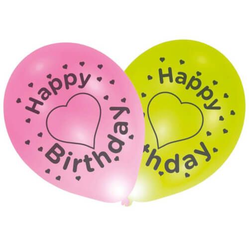 amscan® Happy Birthday Herz - 4 Latexballons, Ø 27,5 cm
