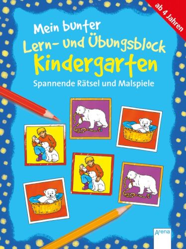 Arena Verlag Mein bunter Übungsblock Kindergarten - Spannende Rätsel und Malspiel