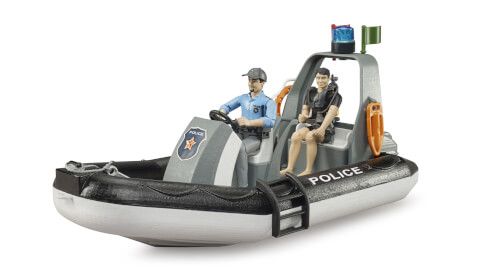 Bruder bworld - Polizei Schlauchboot, Rundumleuchte, 2 Figuren und Zubehör