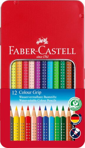 Faber-Castell - Buntstifte Colour Grip, 12er Metalletui