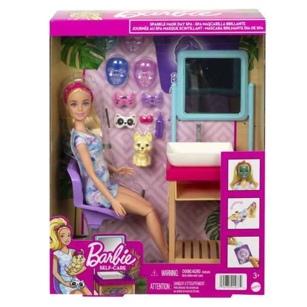 Barbie® - Wellness Sparkle Mask Spa Day Spielset mit Puppe
