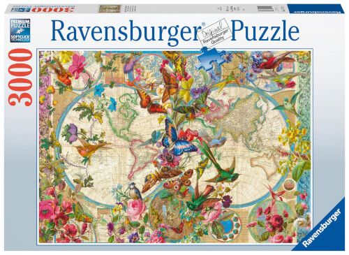 Ravensburger® Puzzle - Weltkarte mit Schmetterlingen, 3000 Teile