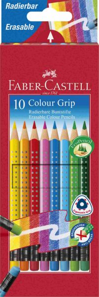 Faber-Castell - Colour Grip radierbare Buntstifte, 10er Set