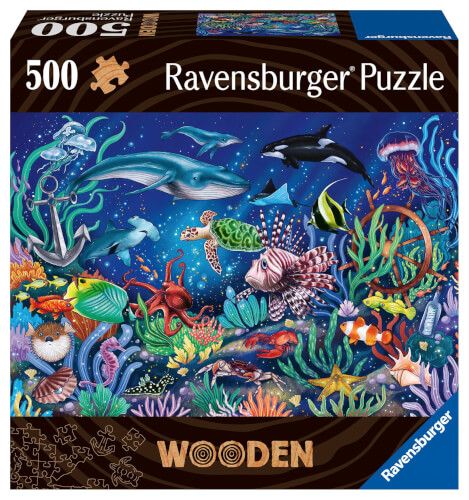 Ravensburger® Puzzle Holzpuzzle - Unten im Meer, 500 Teile