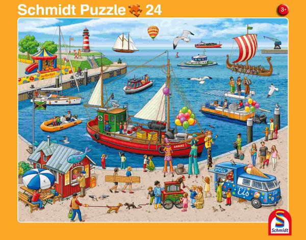 Schmidt Puzzle - 2er Set Rahmenpuzzle Hafen + Bahnhof