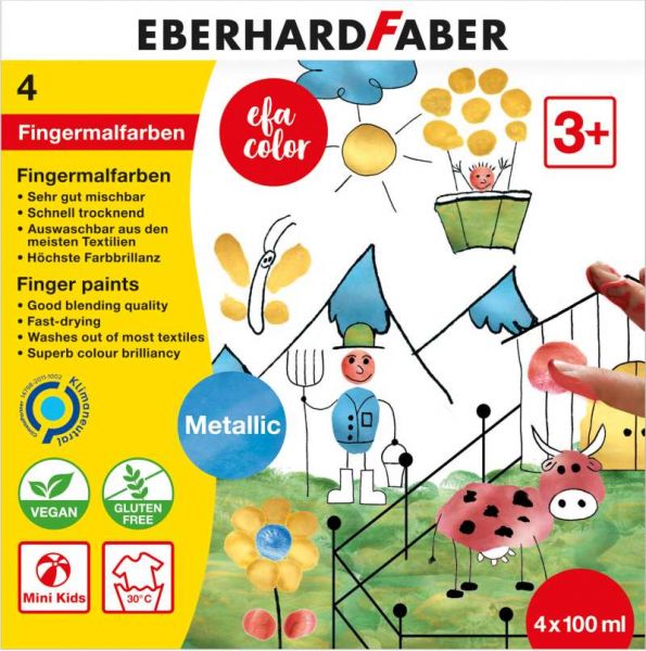 Eberhard Faber - Fingermalfarben EFA Color Metallic, 4er Set