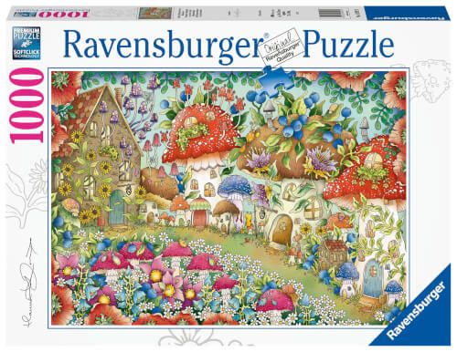 Ravensburger® Puzzle - Niedliche Pilzhäuschen in der Blumenwiese, 1000 Teile