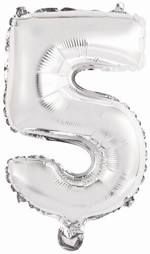 amscan® - Folienballon Mini Zahl 5 Silber, 35 cm